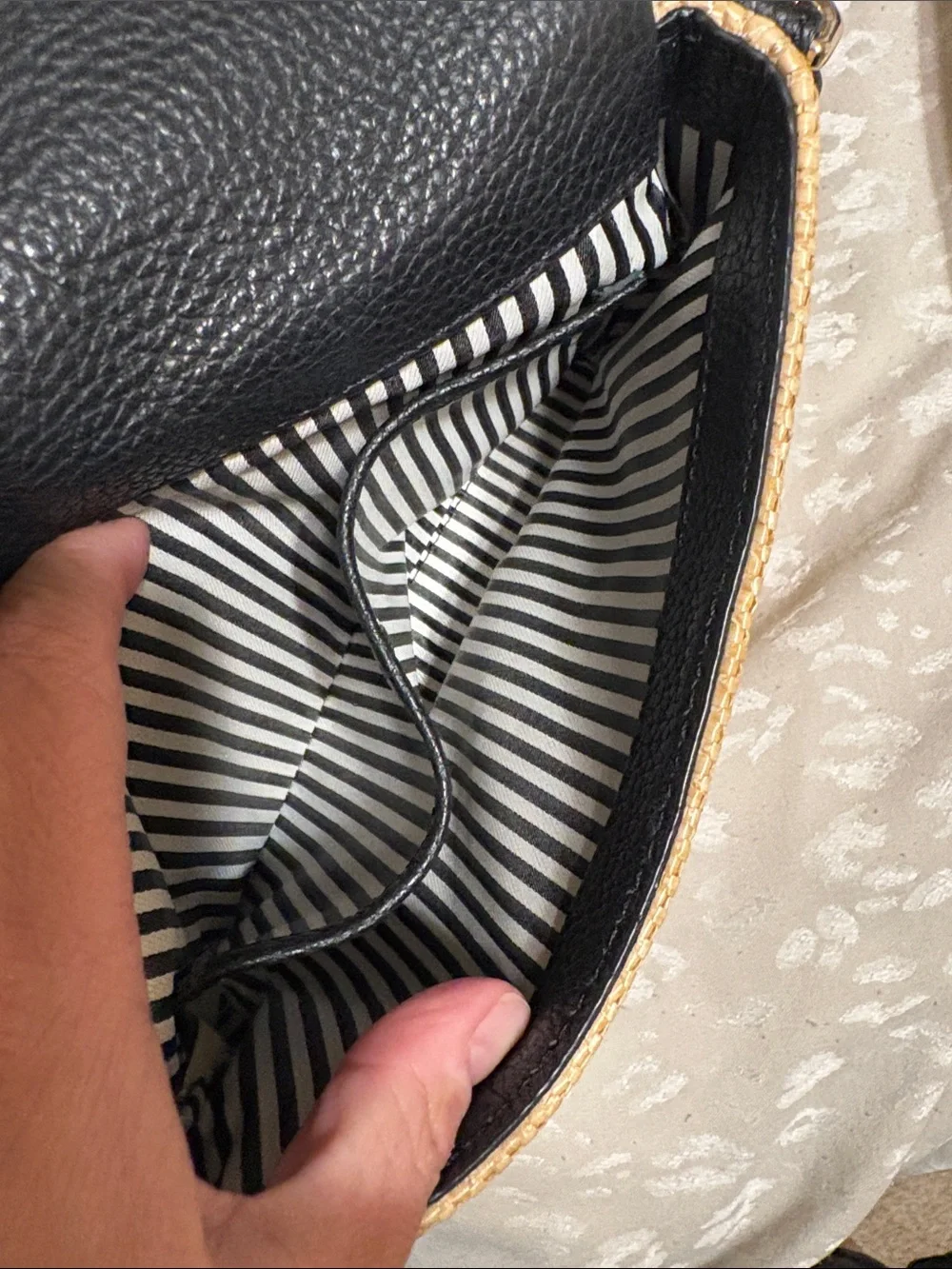 kate spade Black and Natural Straw Crossbody Purse